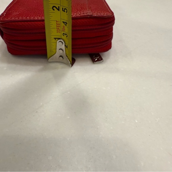 TUSK NEW YORK Women’s Wallet Double Zip Madison Red Pebbled Leather - Picture 10 of 15